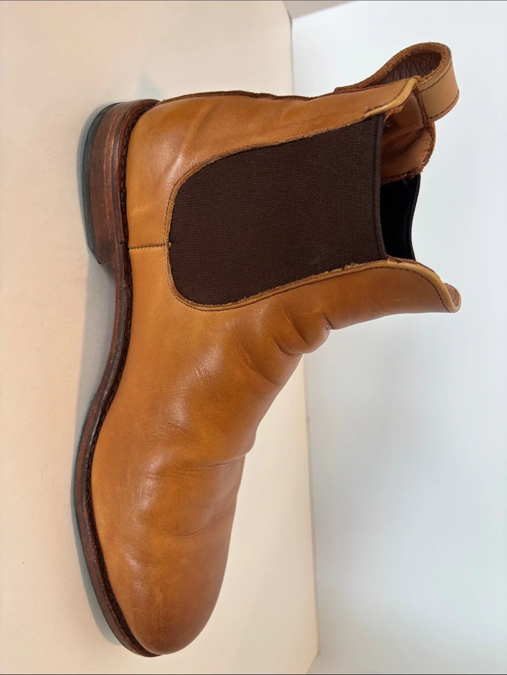 Men's Allen Edmonds Liverpool Chelsea Style Boots in Tan Leather Size 8.5E